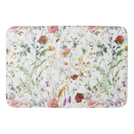 Boho Wildflower Watercolor Spring Flower Badmat