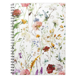 Boho Wildflower Watercolor Spring Flower Notitieboek