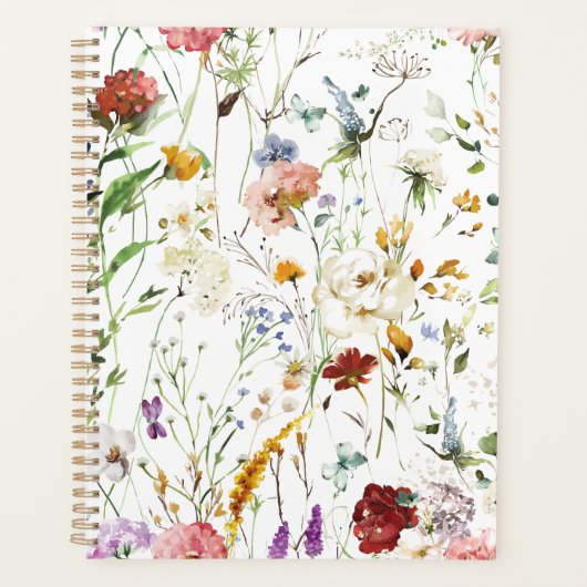 Boho Wildflower Watercolor Spring Flower Planner (Voorkant)
