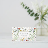 Boho Wildflower Watercolor Spring  Flower Visitekaartje (Staand voorkant)