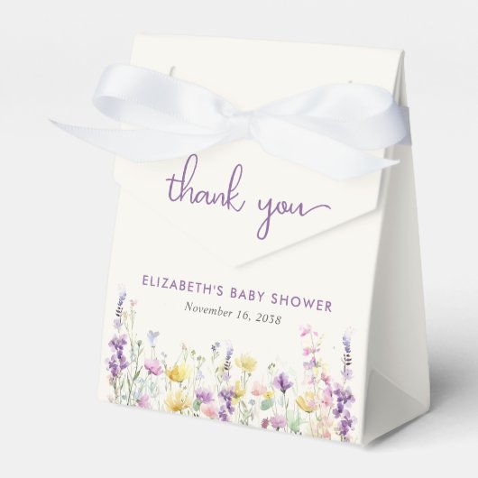 Boho Wildflower Waterverf Baby Meisje Douche Bedankdoosjes (Voorkant Zijde)