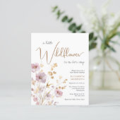 Boho Wildflower Waterverf Baby Meisje Douche Invit (Staand voorkant)