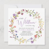 Boho Wildflower Waterverf Baby Meisje Douche Kaart (Voorkant)