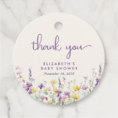 Boho Wildflower Waterverf Baby shower Dank u Bedankjes Labels (Voorkant)