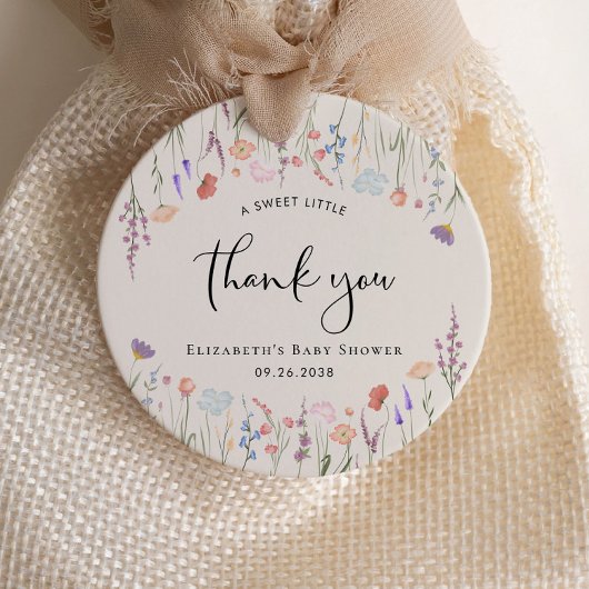 Boho Wildflower Waterverf Baby shower Dank u Bedankjes Labels