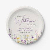 Boho Wildflower Waterverf Baby shower Papieren Bordje (Voorkant)