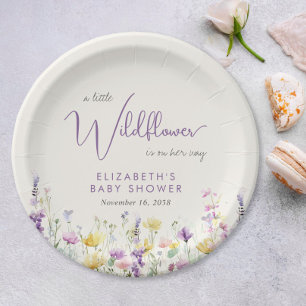 Boho Wildflower Waterverf Baby shower Papieren Bordje