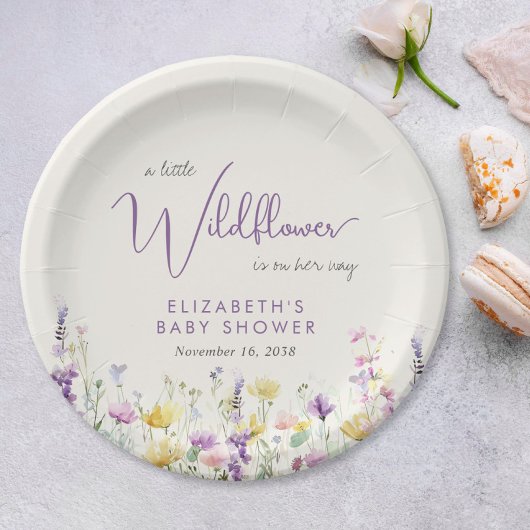 Boho Wildflower Waterverf Baby shower Papieren Bordje