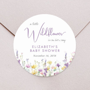 Boho Wildflower Waterverf Baby shower Ronde Sticker