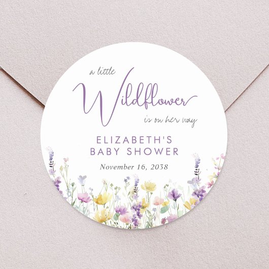 Boho Wildflower Waterverf Baby shower Ronde Sticker