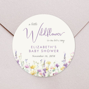 Boho Wildflower Waterverf Baby shower Ronde Sticker