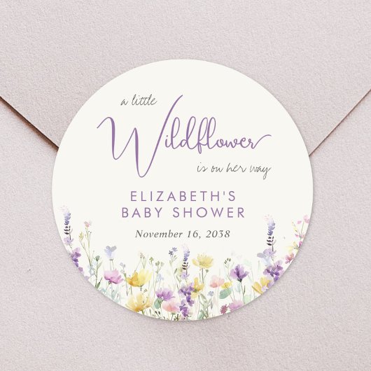 Boho Wildflower Waterverf Baby shower Ronde Sticker