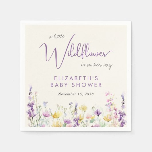 Boho Wildflower Waterverf Baby shower Servet (Voorkant)