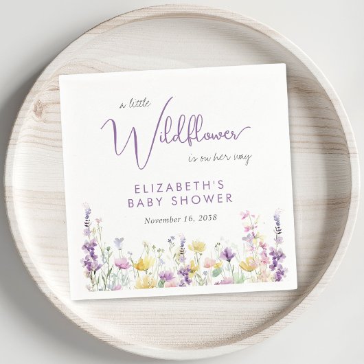 Boho Wildflower Waterverf Baby shower Servet