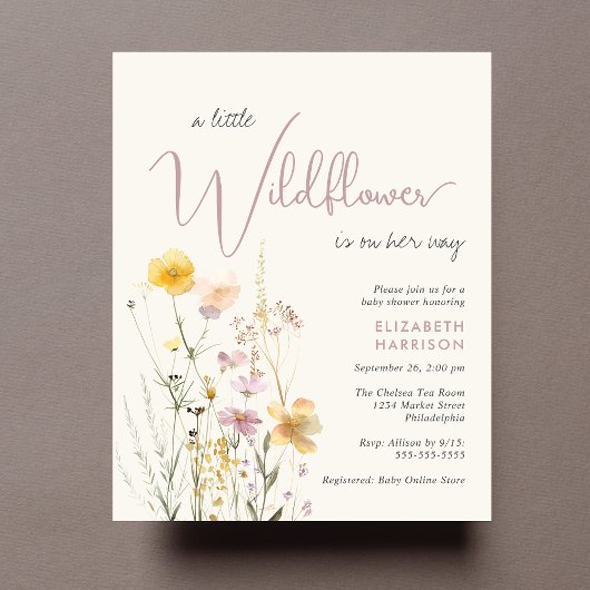Boho Wildflower Waterverf Baby shower Uitnodigen
