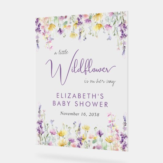Boho Wildflower Waterverf Baby shower Welkom Acryl Bord (Hoek)