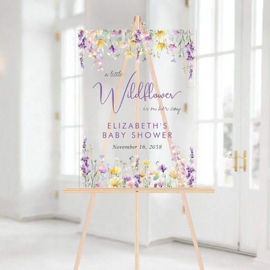 Boho Wildflower Waterverf Baby shower Welkom Acryl Bord