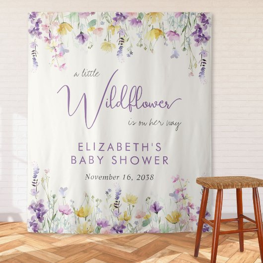 Boho Wildflower Waterverf Baby shower Welkom Wandkleed