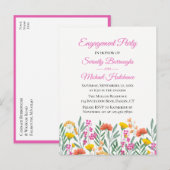 Boho Wildflower Waterverf Bloemen Verlovingsfeest Uitnodiging Briefkaart (Voorkant / Achterkant)