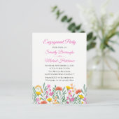 Boho Wildflower Waterverf Bloemen Verlovingsfeest Uitnodiging Briefkaart (Staand voorkant)