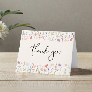 Boho Wildflower Waterverf Cream Baby shower Bedankkaart