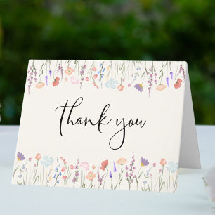 Boho Wildflower Waterverf Cream Baby shower Bedankkaart