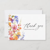 Boho Wildflower Waterverf Floral Elegante bruiloft Bedankkaart (Voorkant)