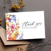 Boho Wildflower Waterverf Floral Elegante bruiloft Bedankkaart