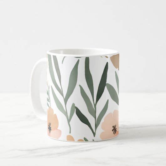 Boho Wildflower Waterverf Floral Pastel Koffiemok (Voorkant links)