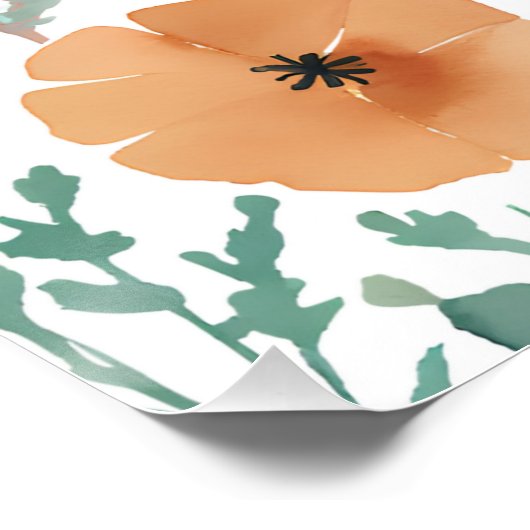 Boho Wildflower Waterverf Floral Pastel Perfect Poster (Hoek)