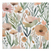 Boho Wildflower Waterverf Floral Pastel Perfect Poster (Voorkant)