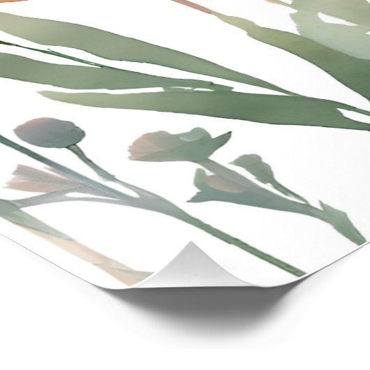 Boho Wildflower Waterverf Floral Pastel Perfect Poster (Hoek)