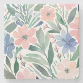 Boho Wildflower Waterverf Floral Pastel Stenen Onderzetter (Voorkant)