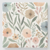 Boho Wildflower Waterverf Floral Pastel Stenen Onderzetter (Voorkant)
