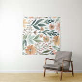 Boho Wildflower Waterverf Floral Pastel Wall Wandkleed (In Situ (horizontaal))