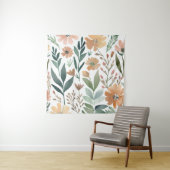 Boho Wildflower Waterverf Floral Pastel Wall Wandkleed (In situ)