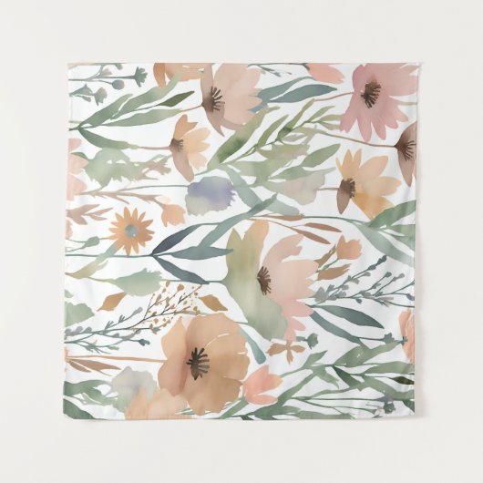 Boho Wildflower Waterverf Floral Pastel Wall Wandkleed (Voorkant (horizontaal))