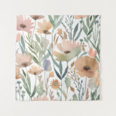 Boho Wildflower Waterverf Floral Pastel Wall Wandkleed (Voorkant)