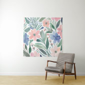 Boho Wildflower Waterverf Floral Pastel Wall Wandkleed (In situ)
