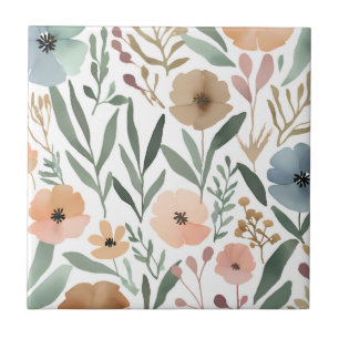 Boho Wildflower Waterverf Floral Pastelaccent Tegeltje