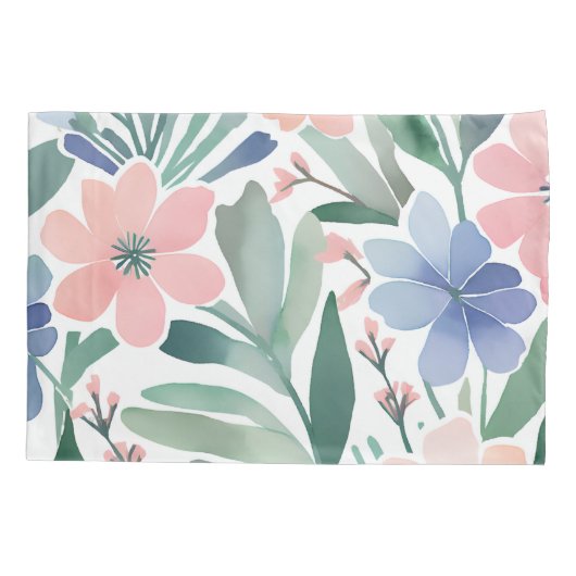 Boho Wildflower Waterverf Pastel Floral Design Kussensloop (Achterkant)