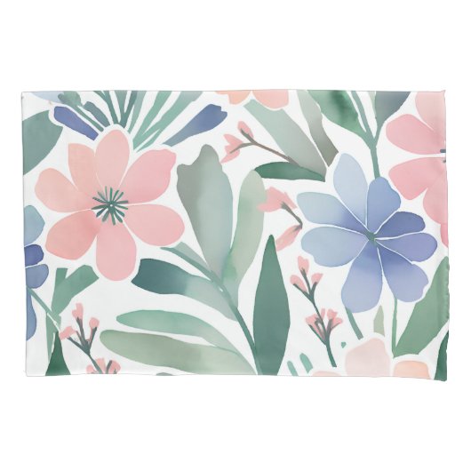 Boho Wildflower Waterverf Pastel Floral Design Kussensloop (Voorkant)