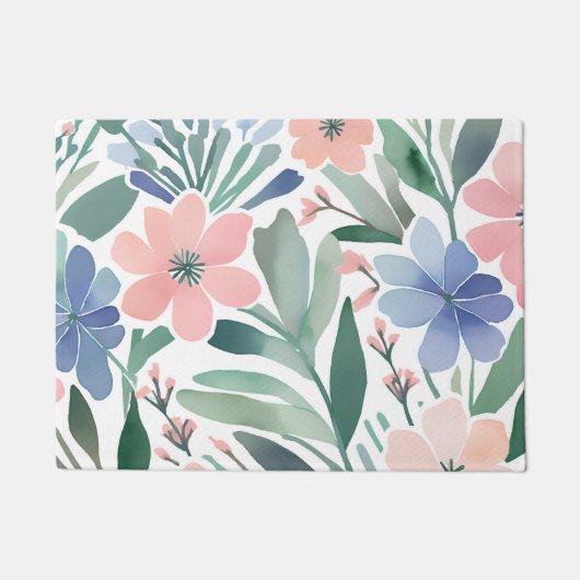 Boho Wildflower Waterverf Pastel Floral Entry Deurmat (Voorkant)
