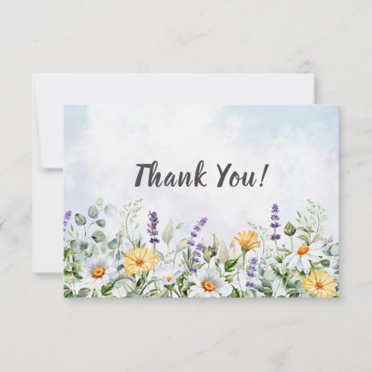 Boho Wildflower Waterverf Personaliseer bruiloft Bedankkaart (Voorkant)