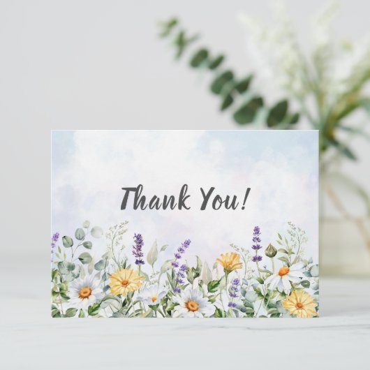 Boho Wildflower Waterverf Personaliseer bruiloft Bedankkaart (Staand voorkant)