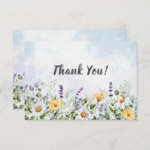 Boho Wildflower Waterverf Personaliseer bruiloft Bedankkaart (Voorkant / Achterkant)