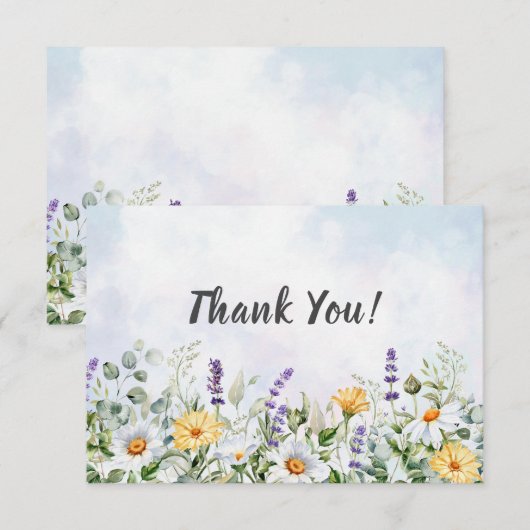 Boho Wildflower Waterverf Personaliseer bruiloft Bedankkaart (Voorkant / Achterkant)