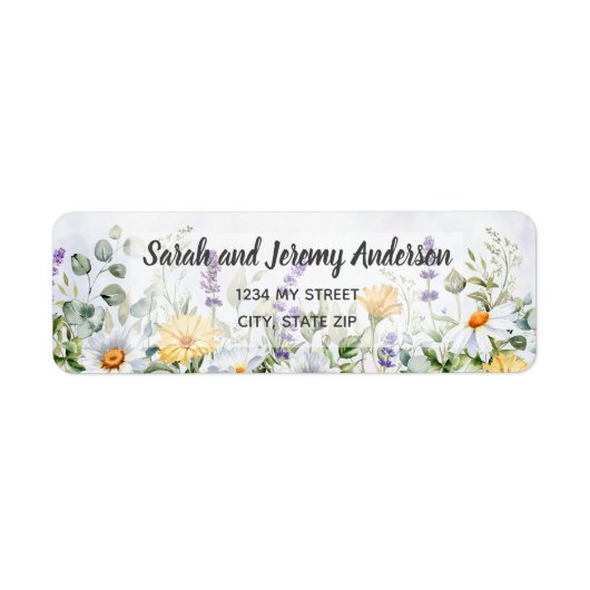 Boho Wildflower Waterverf Personaliseer bruiloft Etiket (Voorkant)