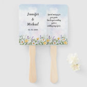Boho Wildflower Waterverf Personaliseer bruiloft Handwaaier (Voorkant en achterkant)