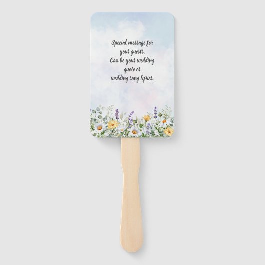 Boho Wildflower Waterverf Personaliseer bruiloft Handwaaier (Achterkant)